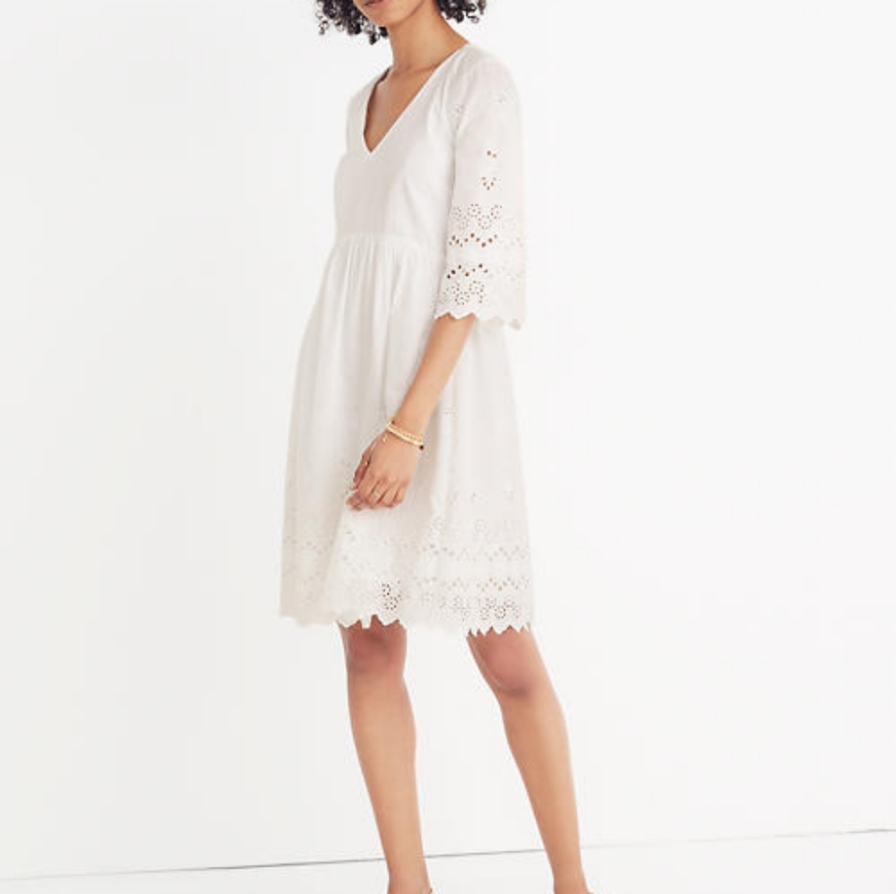 NWT  Madewell Eyelet Cotton Lace Latice Dress